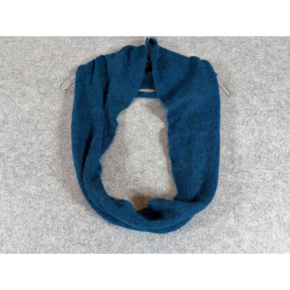 Andes Gifts Infinity Scarf Unisex OS Blue Alpaca Wool Excellent Knit Peru